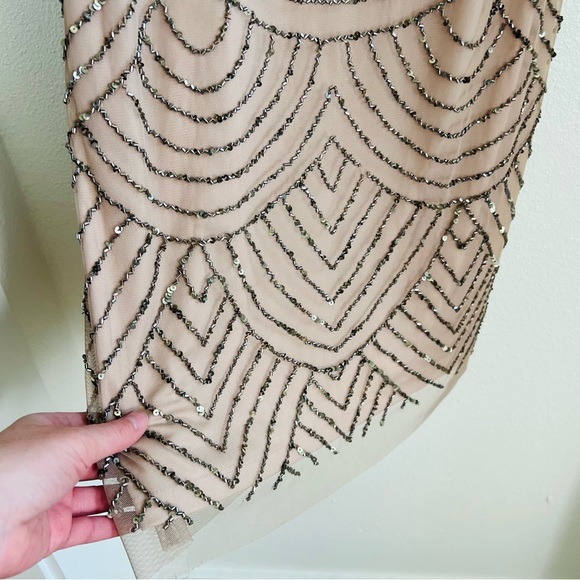 Adrianna Papell Nude Beaded Short Dress - Picture 4 of 9